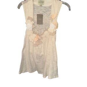Anthropologie Deletta 3-D Rosette Tank Top in Ivory size‎ Medium NWT